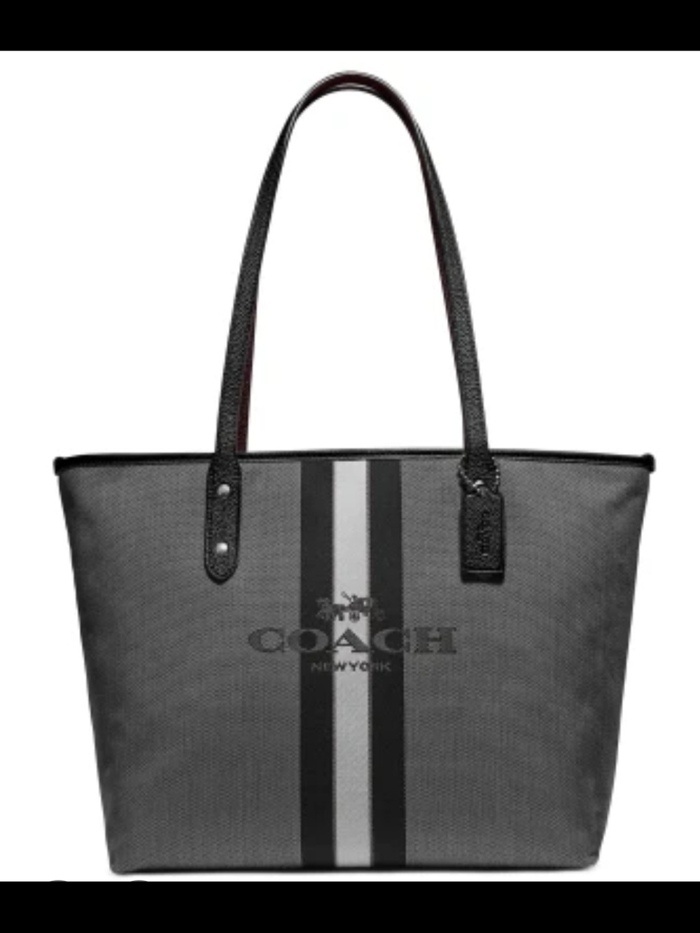 Coach Black and Gray Horse & Carriage Jacquard City Tote
